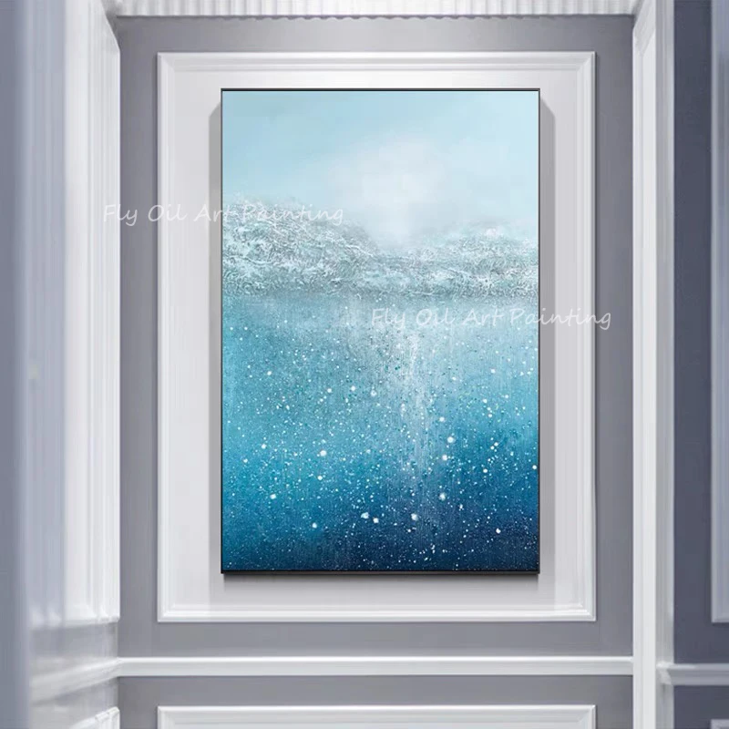 

Simple ocean navy abstract beautiful texture landscape Abstract 100% Hand Painted Oil Painting Unframed Seascape Wall Artwork