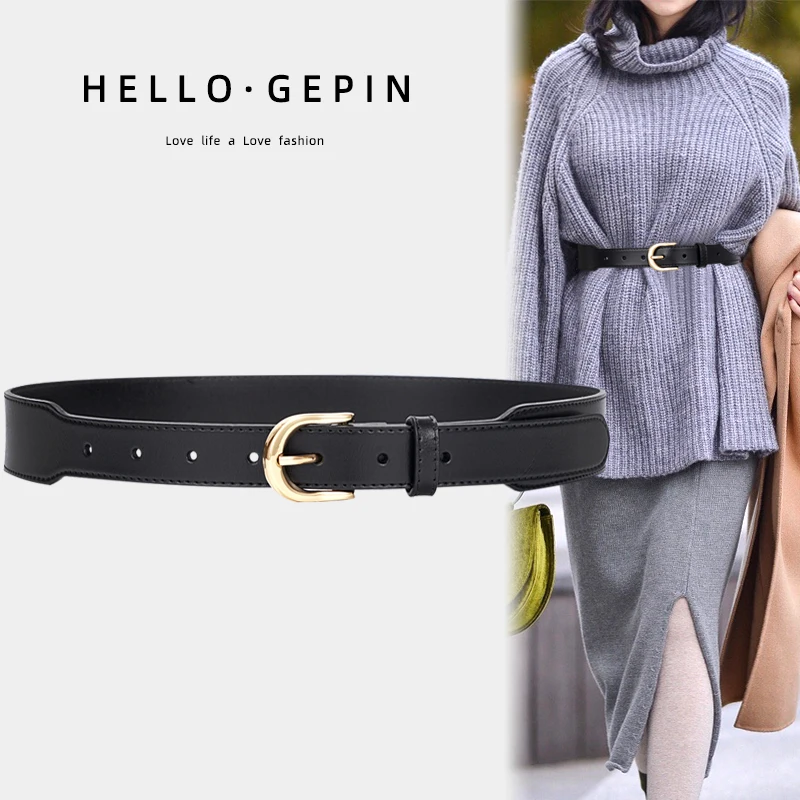 

X6067 Women's Wide Belt Girls Genuine Leather Waistband Decorative Dress Belt Waist Matching Suit Coat Joker Girdle Wide Belt