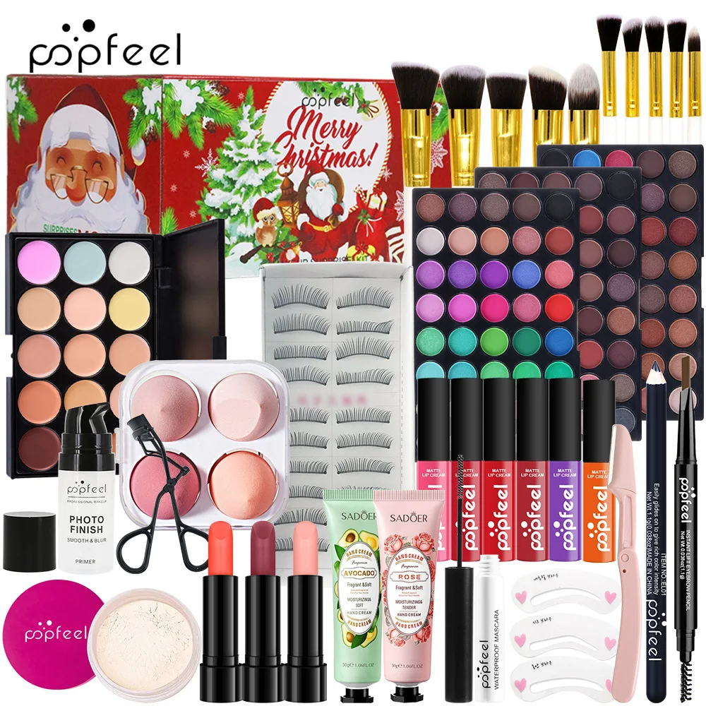 POPFEEL Christmas Mystery Cosmetics Set Stage Girls Holiday Show Makeups Eyeshadow Lipstick Eyeliner Concealer Mascara Wholesale 2