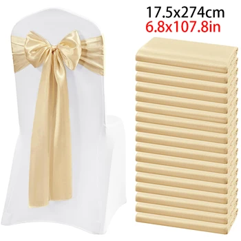 Ceintures de chaise en satin pour chaise de mariage, nœud papillon, cravate en ruban pour banquet de mariage, fête de Thanksgiving, hôtel, anniversaire, décoration de chaise de banquet 1