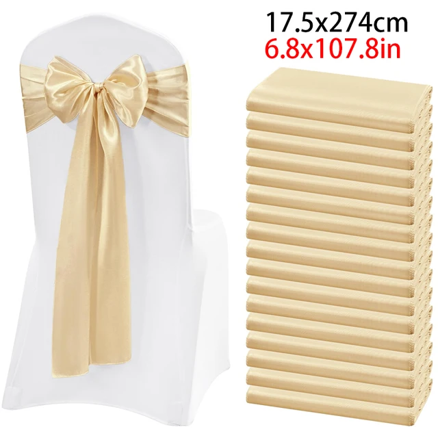 Ceintures de chaise en satin pour chaise de mariage, nœud papillon, cravate en ruban pour banquet de mariage, fête de Thanksgiving, hôtel, anniversaire, décoration de chaise de banquet 1