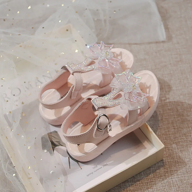 

Girls Sandals Beautiful Bowtie Bring Summer Shoes Children Sandalias 4-8Y