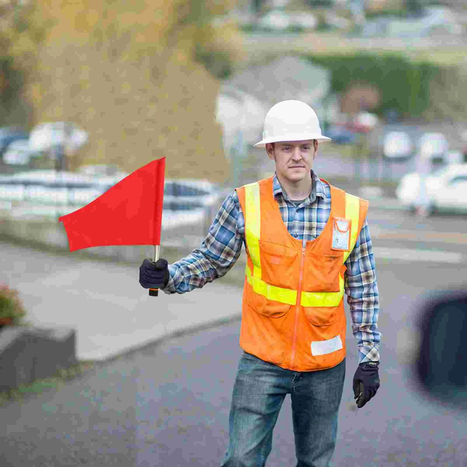 2 Pcs Referee Border Flag Handheld Signal Flags Match Safety Traffic Fan Waving for Racing 2 pcs signal flag traffic flags sports game referee polyester cotton waving for racing