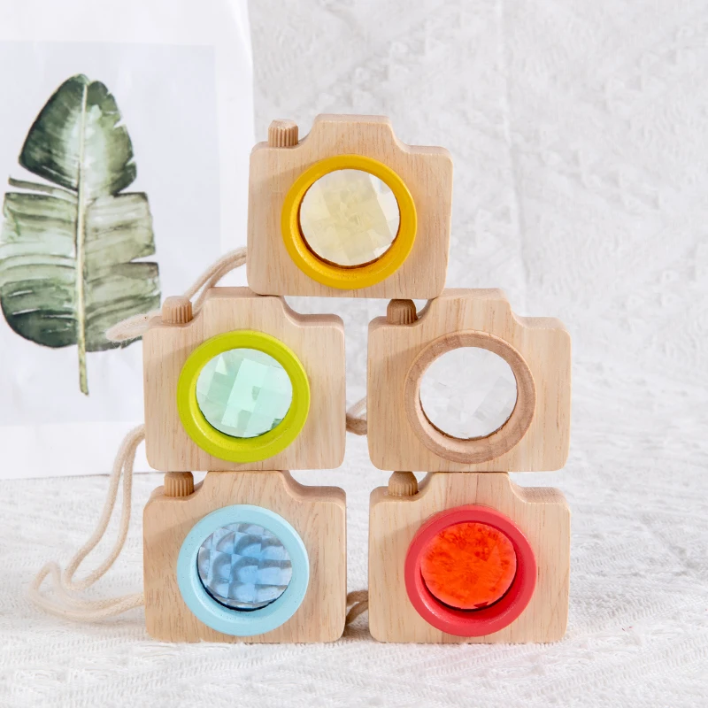 Baby Wood Colorful Camera Kaleidoscope Children Toys Rainbow Wooden Toys for Kids Learning Early Educational Game