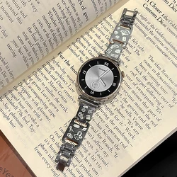 Elegant Cute Cartoon Cat and Rabbit Metal Wrist Bracelet for Galaxy Watch 5 40 44 (Happy Rabbtit)