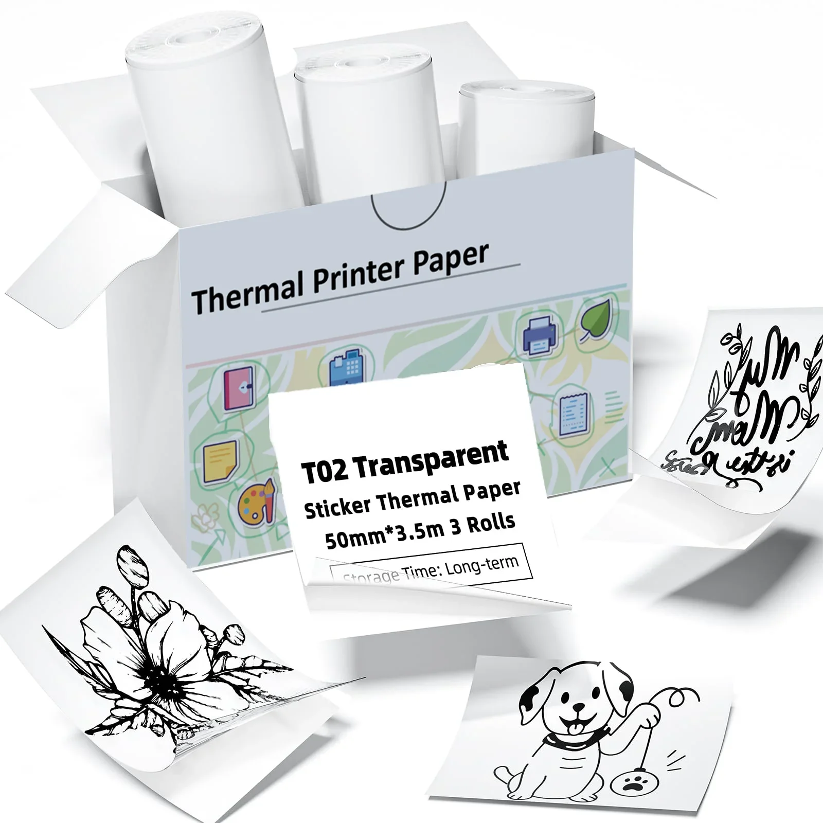 Thermal Paper Transparent Sticker for Phomemo/Memoking M02/T02 Mini Printer 53mm thermal paper printer sticker paper printing paper thermal printer paper