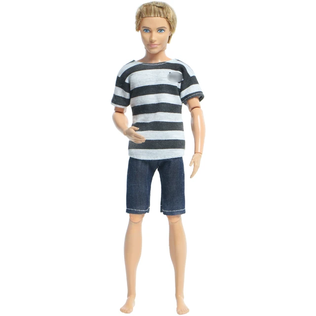 2023 KEN DOLL CLOTHES,FASHION PACK STRIPED TANK TOP, BLACK JEANS, WHITE  SHOES