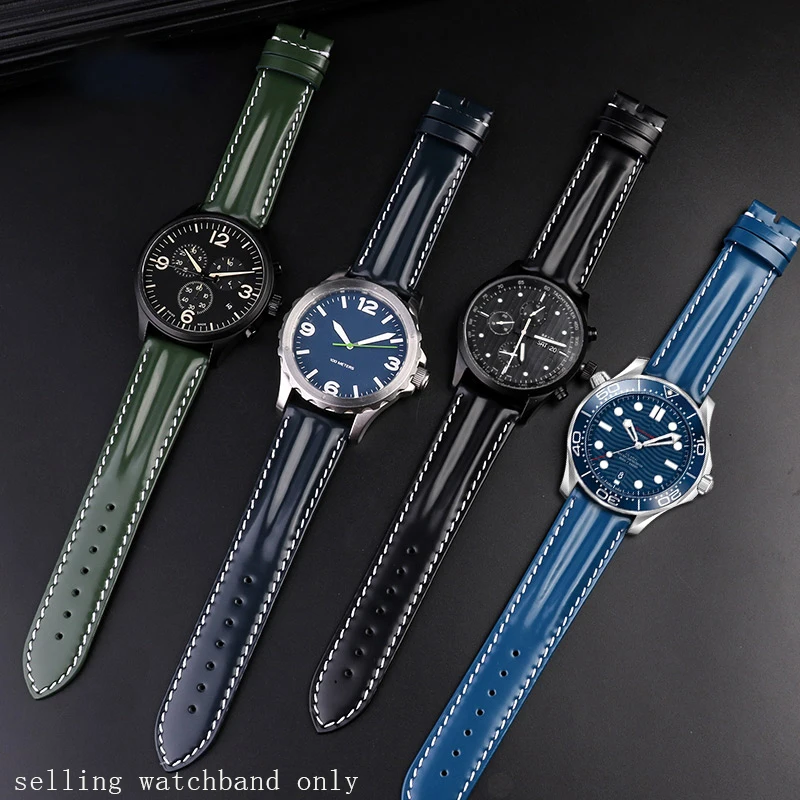 

Hand made leather watch strap for Rolex Water Ghost Omega seahorse 300 Leather watchband 20mm 22mm men's wristband bracelet belt