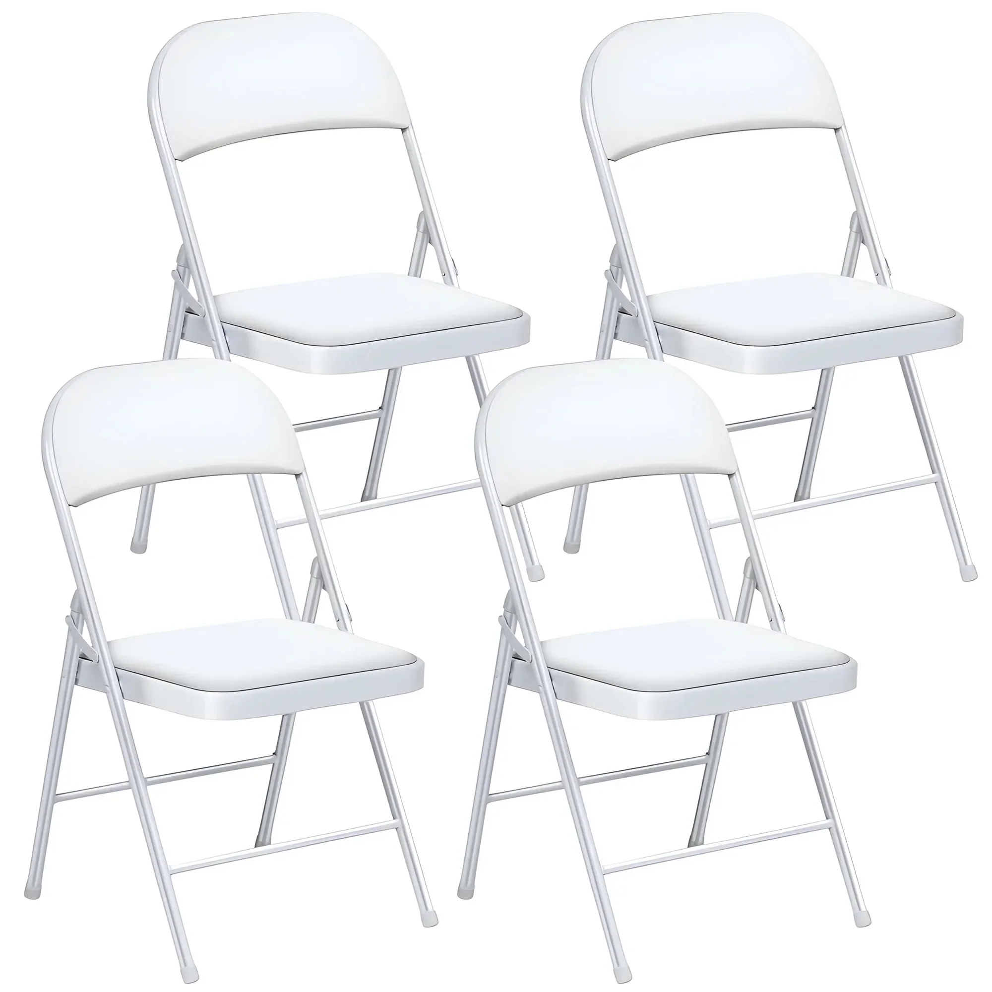 

Folding Chair (4 Pack) Vinyl Padded Seat Metal Frame Home Office, White