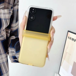 Gradient Translucent Shockproof Case - Candy Color Frosted Finish 3 - Piece Set for Xiaomi mix flip 2 (White - Yellow)