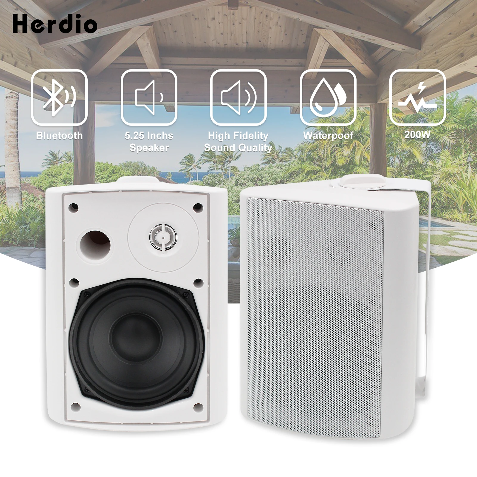 Herdio 5.25 Pouces Haut - Parleur D'intérieur Et D'extérieur Filaire