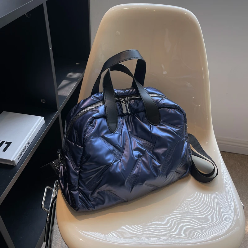 Soft Nylon Shoulder Bags Solid Interior Compartment for Women Fashion Zipper Shell Shape Women's Handbags