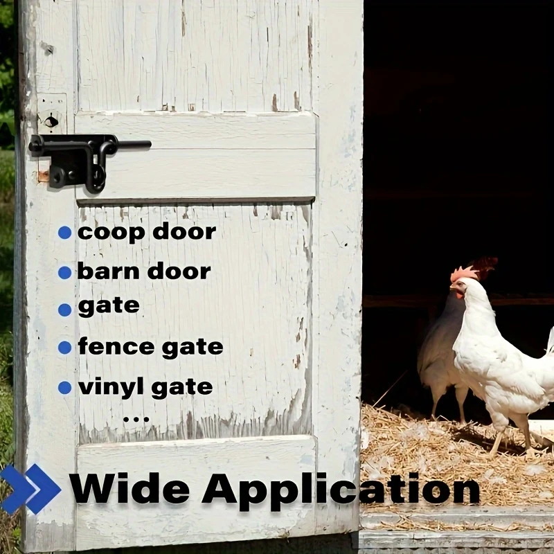 Heavy-Duty Black Security Door Locks, 6.3 Inch, with Keyhole for Wooden Fences, Barns, and Sheds
