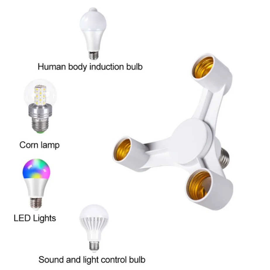 Lamp Bulb Holder Lamp Holder Lamp Base Lamp Socket Extender Socket Converter Lamp Socket Adapter LED Lamp Base 3 In 1 E27 to 3-E27 Extended LED Lamp Bulbs Socket Splitter Photo Studio