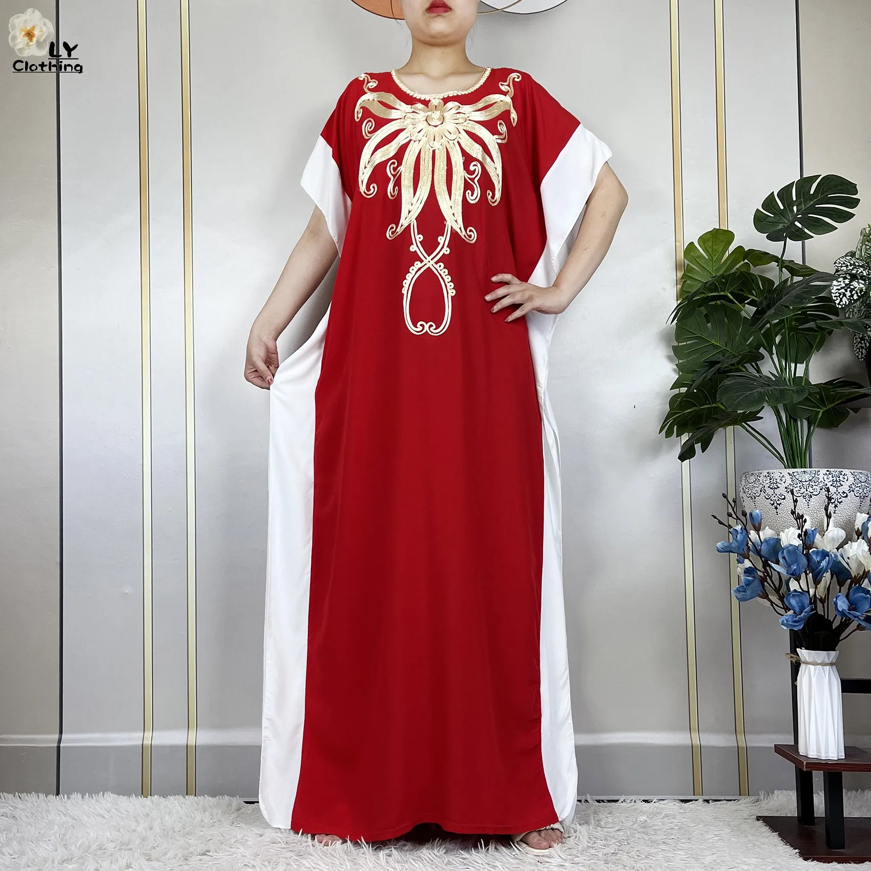 2023 Latest  Muslim Summer For Women Cotton Short Sleeves Pure Color Femme Elegant Robe African Traditional Abaya Casual Dress