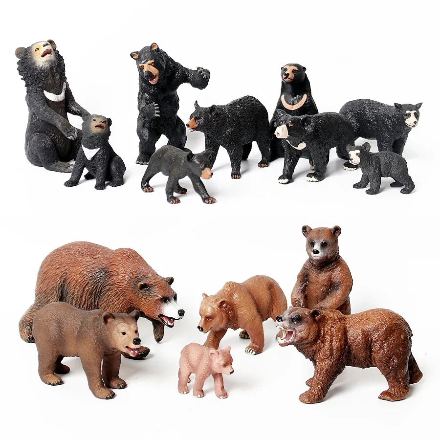 

Realistic Black Bear Toy Figurines Set,Brown bears figures Woodland Bear Cake Toppers Authentic Hand Painted Model Figures