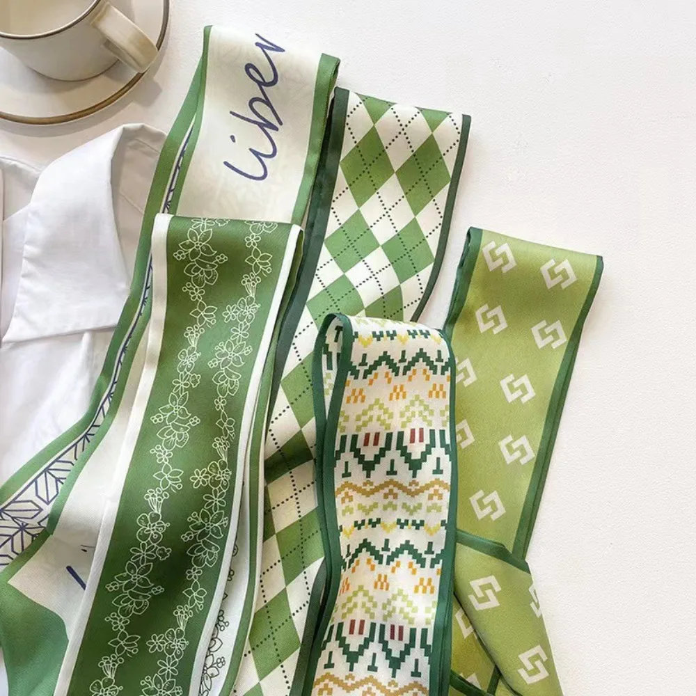 Narrow Multi-Function Thin Scarf Letters Print Decorative Handle Bag Ribbons Neckerchief 6