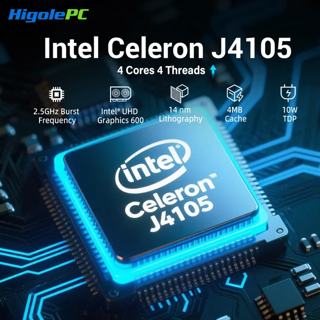 Higole PC Stick Intel J4105 Mini PC Windows 11 WiFi5 8 GB 128 GB PC desktop senza ventola 4K Mini computer TV Stick 3