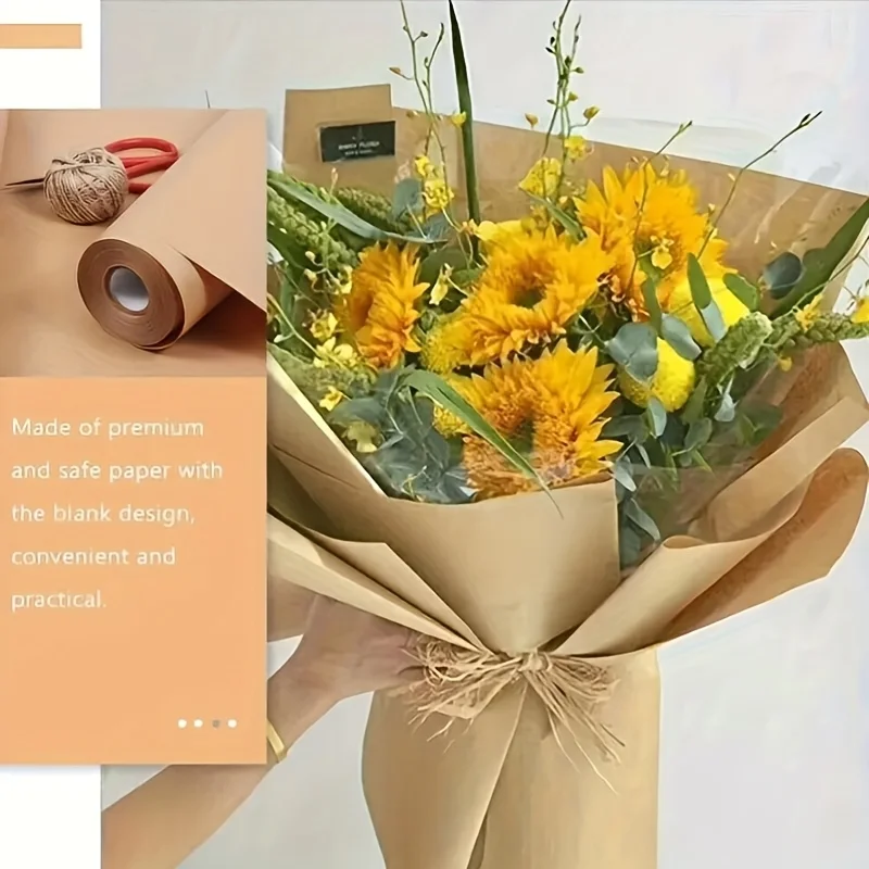 30cm 갈색 크래프트 종이 롤 선물 포장용 내구성 있는 공예 종이 책 표지 DIY 공예 테이블 매트, 다양한 크기 제공