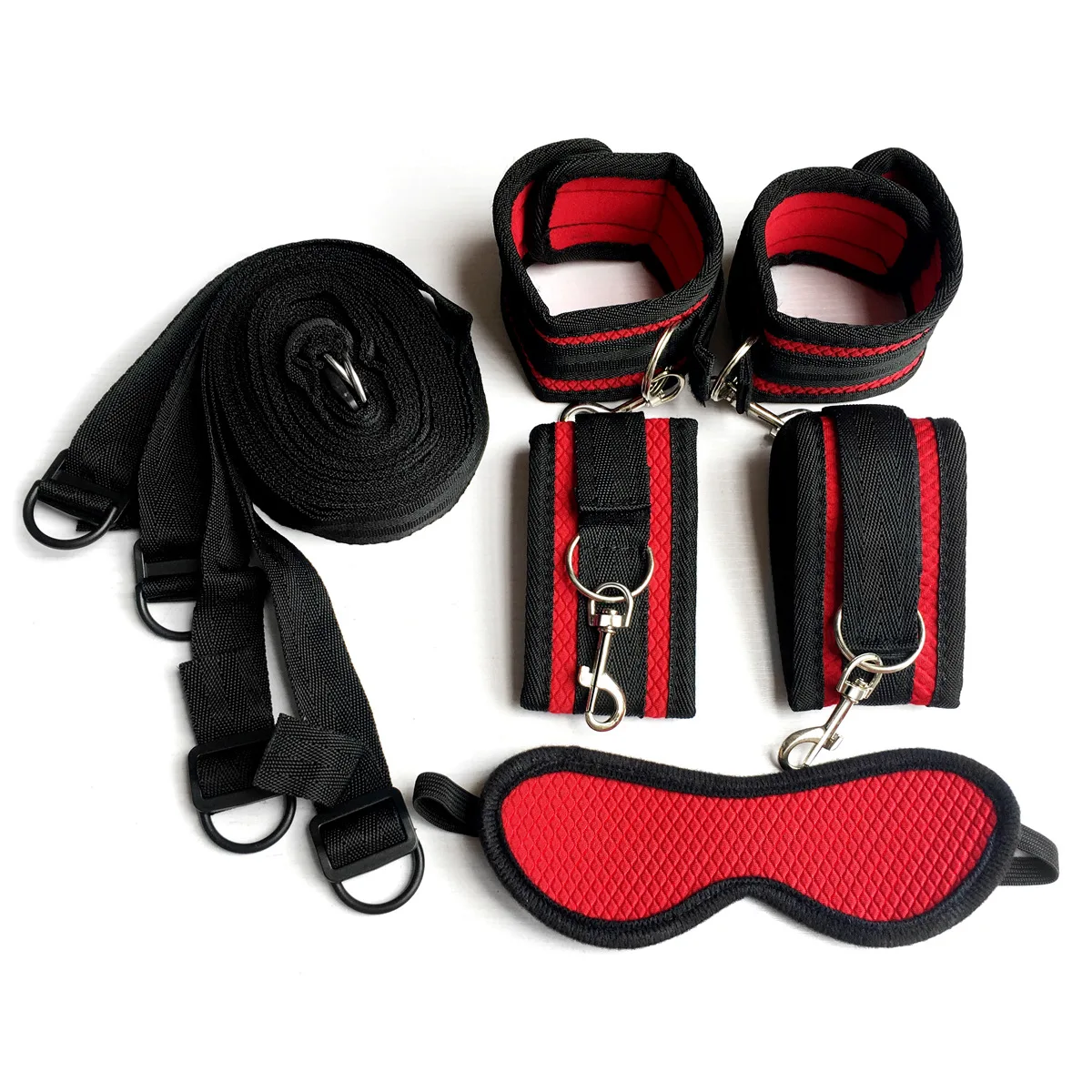 BDSM Restraint Set Bondage Gags Handcuffs Ankle Fetish Cuffs Slave On The Bed Open Leg Flirt Sex Toys For Women Couples Erotic