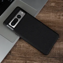 Luxurious Genuine Leather Slim Back Cover - Handmade Cowhide Shockproof Protective Case - Unisex Business Style - Google Pixel 8 Pro (Black 4301)