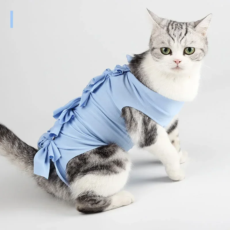 thumbnail image 1 of Ropa para gatos esterilizada antilamidos, traje de recuperación después de una cirugía, chaleco transpirable fisiológico con correas para el cuerpo antiarañazos para cachorros, 1 of 5