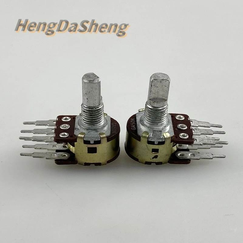 

5Pcs/Lot 16 Type 6-pin Dual A50K long-pin Potentiometer 15mm D-axis Power Amplifier Speaker Volume Adjustment