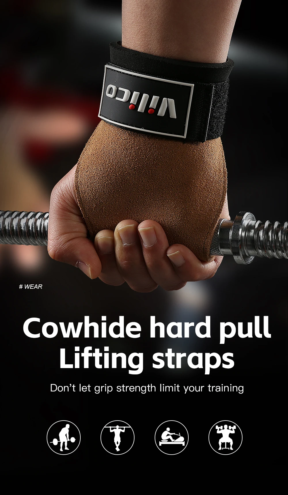 2Pcs Gym Gloves Fitness Hand Palm Protection Equipment Anti Slip Wear-resistant Wrist Protection Hard Pull Grip Strength Gloves