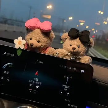 Decorazione per auto Decorazione interna Orso Ornamenti per schermi Peluche Cartone animato Simpatico orso Decorazione per console centrale per auto