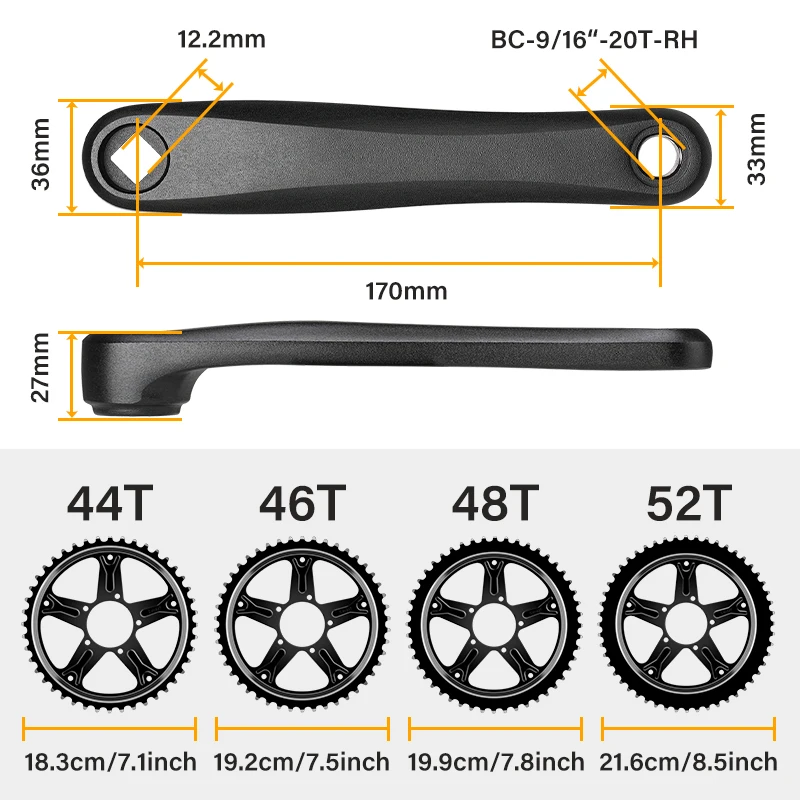 Bike Crank Arms BAFANG Crank Arms Chainwheel for Bafang BBS01 BBS02 BBSHD Mid Drive Motor Chainring Sprocket EBike Conversion Accessories