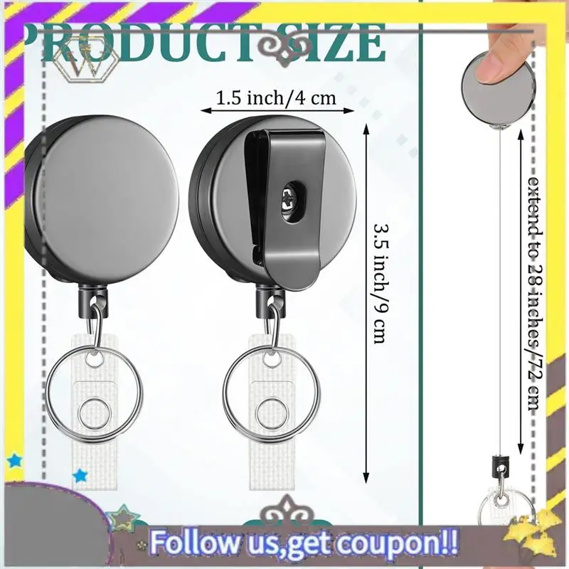 새로운 20팩 개폐식 배지 홀더 릴(벨트 클립 및 열쇠 고리 포함), 간호사용 헤비 듀티 ID 배지 릴