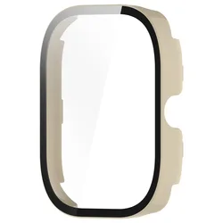 Universal Protective Smartwatch Bumper and Tempered Glass Screen Protector Set for Redmi Watch 4 (Ivory)