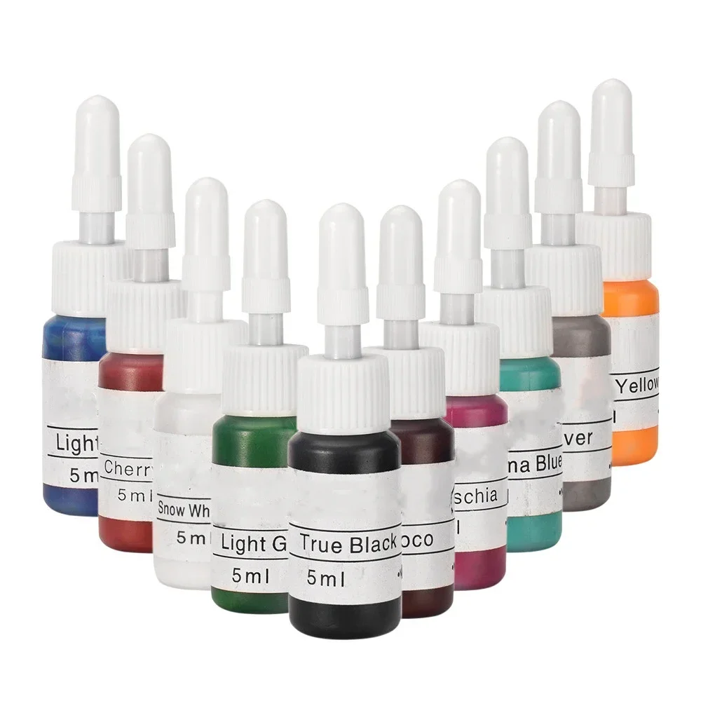 5ML Tattoo Ink Pigment Body Art Tattoo Set Professional Beauty Coating Makeup Natural Plant Pigment Permanent Ink 10pcs