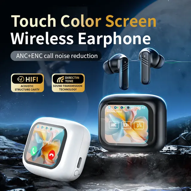 Wireless Earbuds with Touchscreen, ANC, and Long Battery for iOS/Android