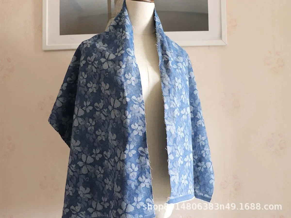 Elastic Jacquard Thin Denim Fabric High-End Jacket Pants Material Elastic Draped Spring Autumn Forward-Thinking Fashion