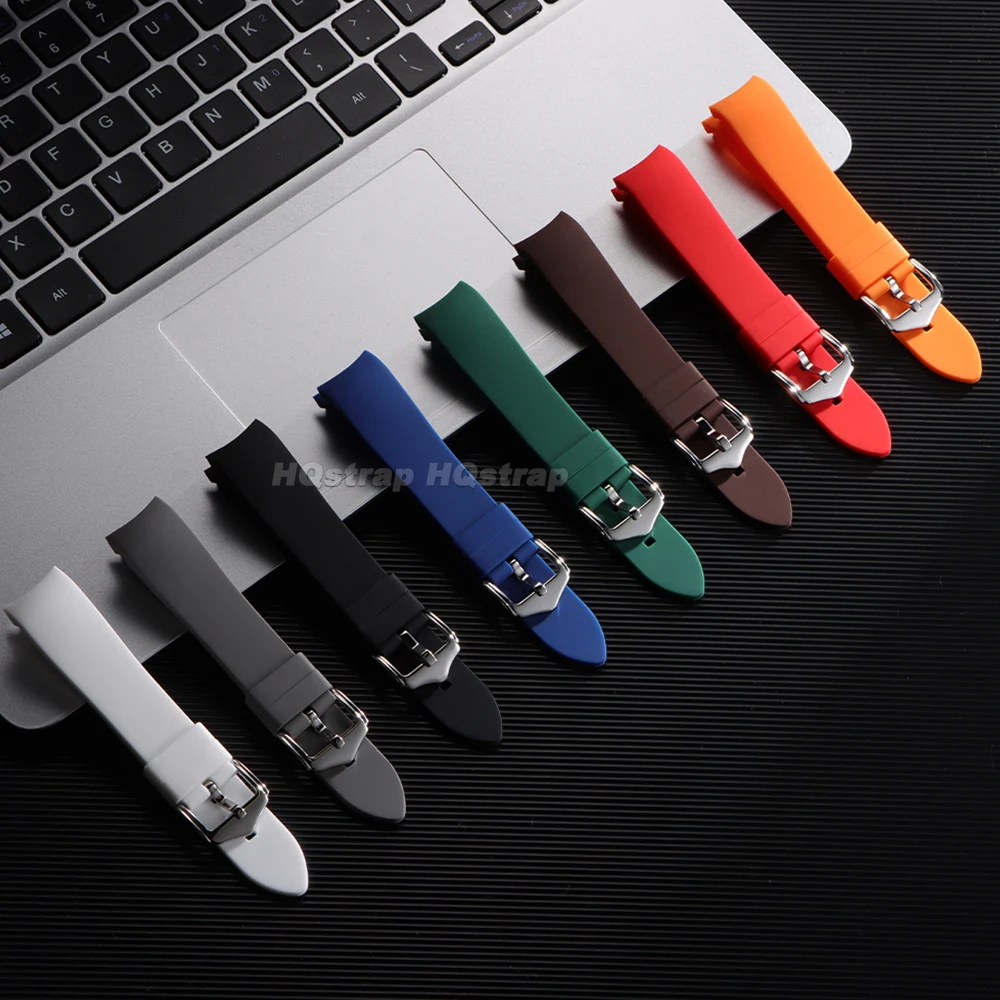 Enhanced Silicone Sport Strap - Curved End, Universal Waterproof Wristband (Multiple Widths Available)