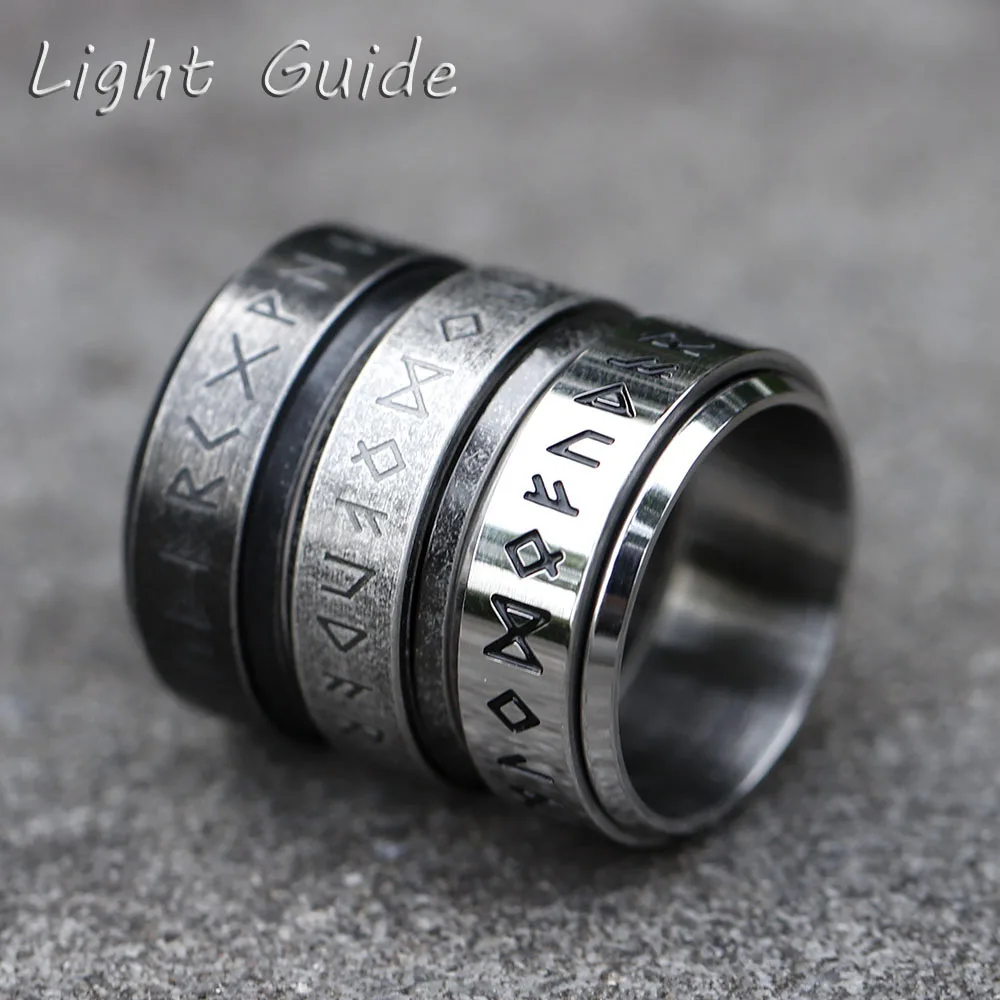 2022 NEW Men's 316L stainless-steel rings Odin Norse Viking Amulet Rune RING for teen fashion animal Jewelry Gifts free shipping