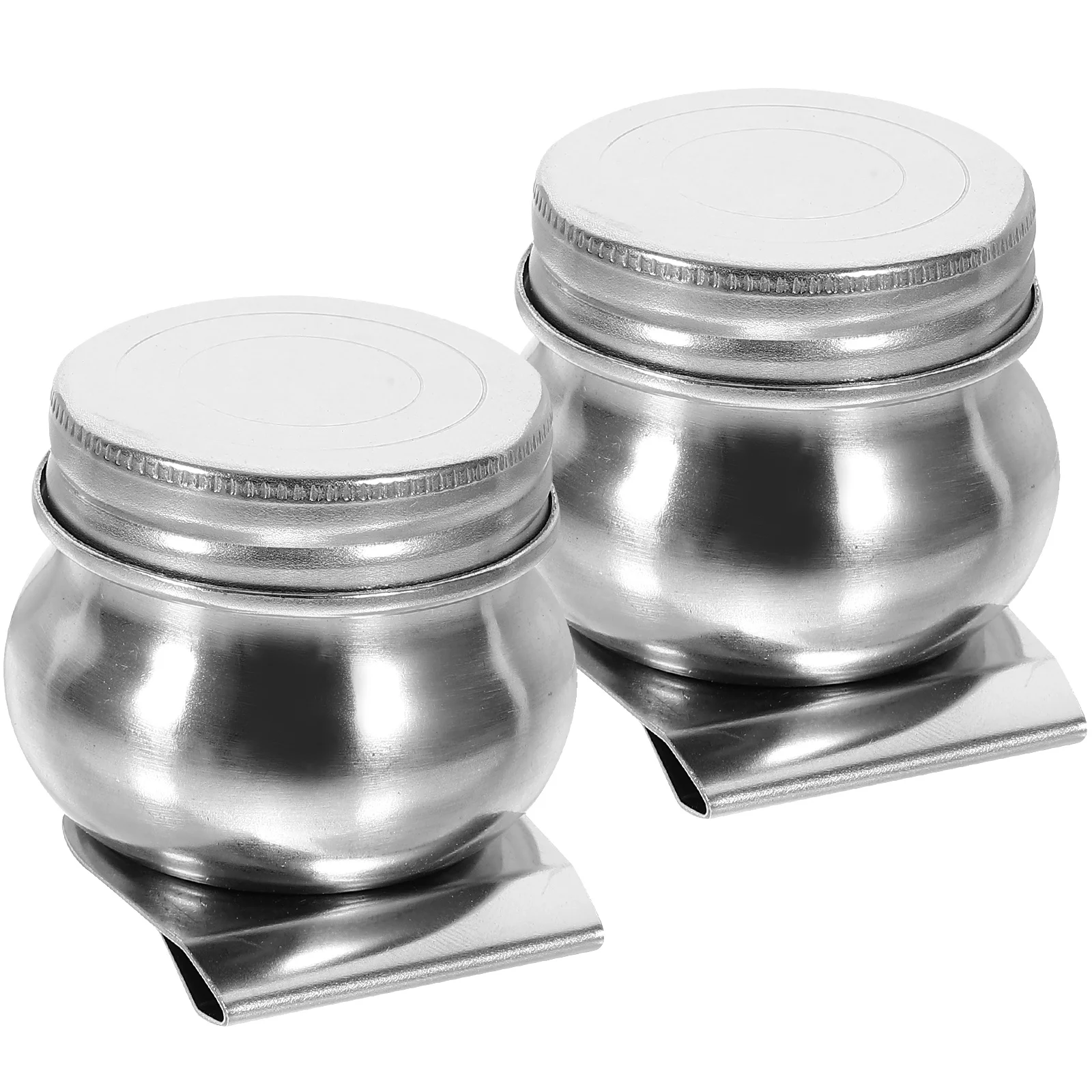 2 Pcs Stainless Steel Oil Paint Mixing Pot Drawing Supplies Box Portable Palettes Cup Painting Cleaning Container