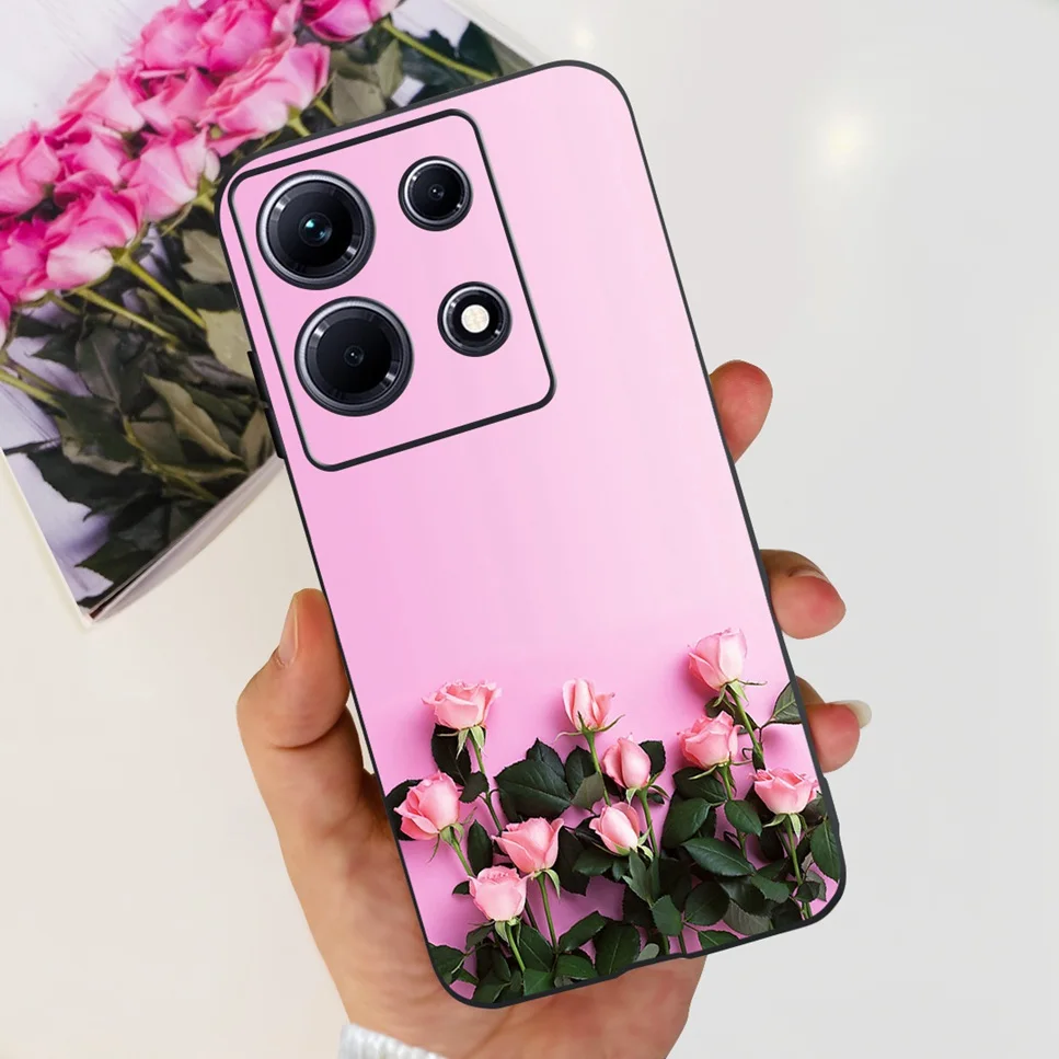 Fashion Cute Flowers Luxury Black Phone Case Back Cover