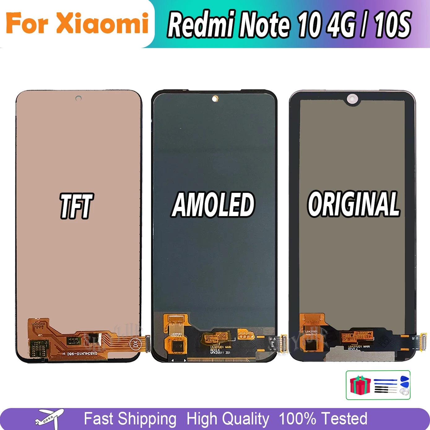 LCD 디스플레이 스크린 터치 디지타이저, 샤오미 레드미 노트 10, 10S M2101K7BG M2101K7BNY ...