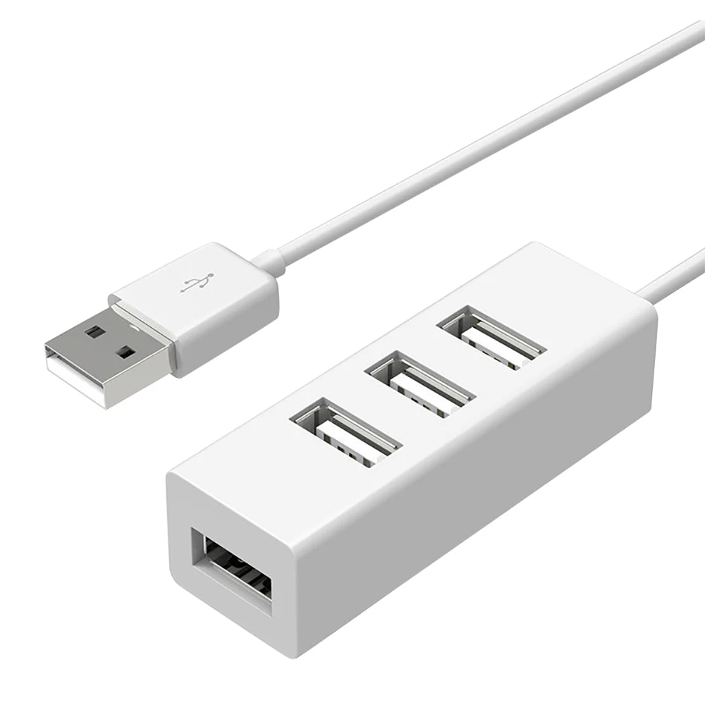 Compact 4-Port USB 2.0 Hub with Power Adapter