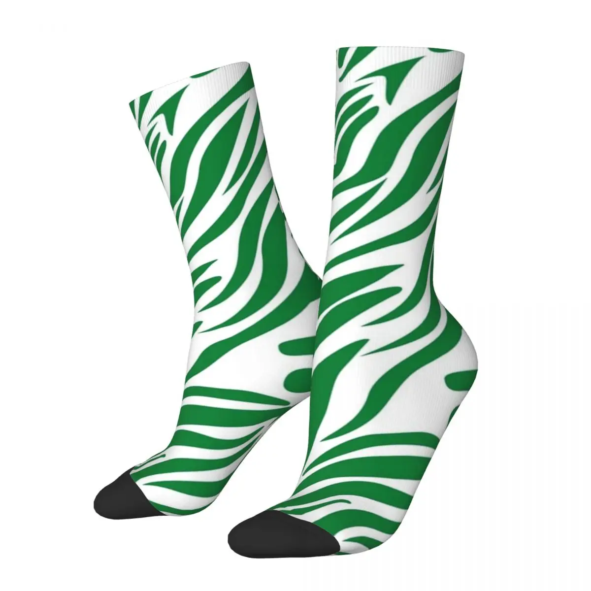 

Funny Happy Men's Compression Sock Green Zebra Vibes Vintage Harajuku Zebra Stripes Animal Street Style Seamless Crew Crazy Sock