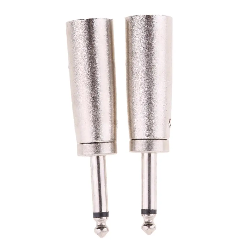 2팩 XLR 3핀 수컷에서 1/4인치 6.35mm 수컷 오디오 마이크 어댑터