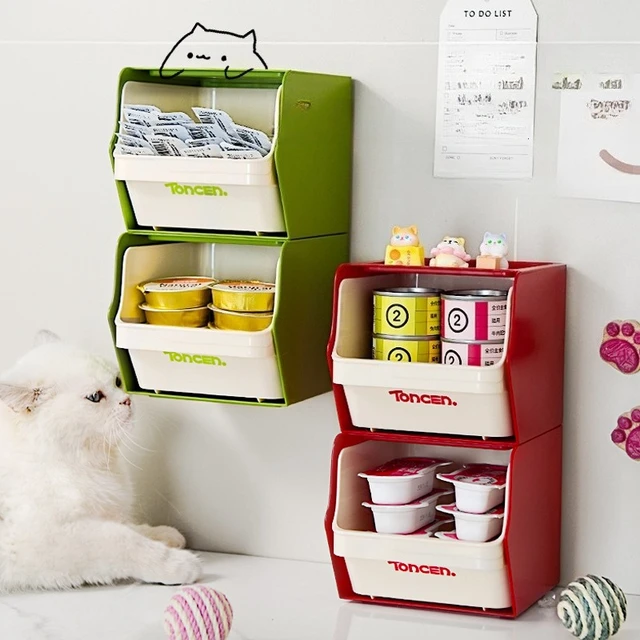 Pet cat canned food storage box cat strips dried meat sorting box wall mounted cat supplies large capacity storage box