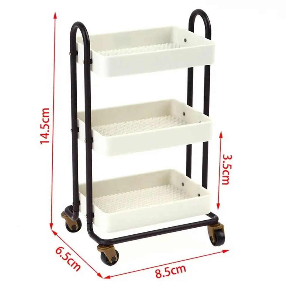 6 Styles 1:12 Dollhouse Trolley With Wheel Plastic Dining Cart House Decor Gift Storage Shelf Model