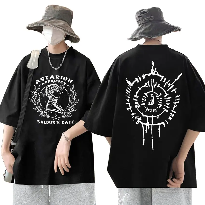 

2023 футболки с графическим принтом Astarion Baldur's Gate 3 для мужчин и женщин 100% хлопок топы футболки Harajuku винтажные футболки оверсайз Y2k уличная одежда