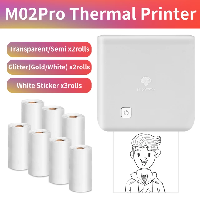 Phomemo 300dpi Mobile Pocket Printer M02 Pro Thermal Bluetooth Portabel  Mini Printer Compatible with iOS and Android, for Photo Printing, Graffiti