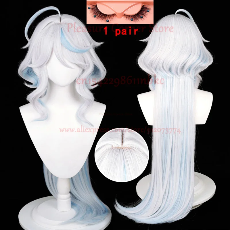 

Genshin Impact Focalors Cosplay Wig Long Silver White Blue Wig Cosplay Anime Cosplay Wigs Heat Resistant Furina Focalors Wigs