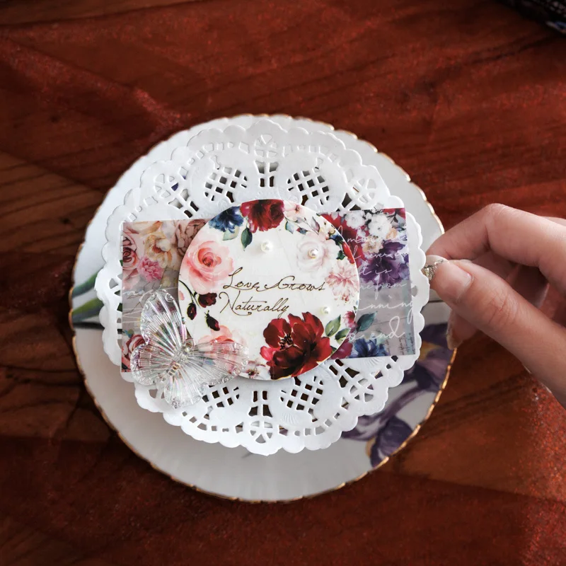 Yoofun 5x200cm Antique Landscaping Flower Special PET Tape Set Creative Floral Scrapbooking Journal Masking Tape Stationery 6