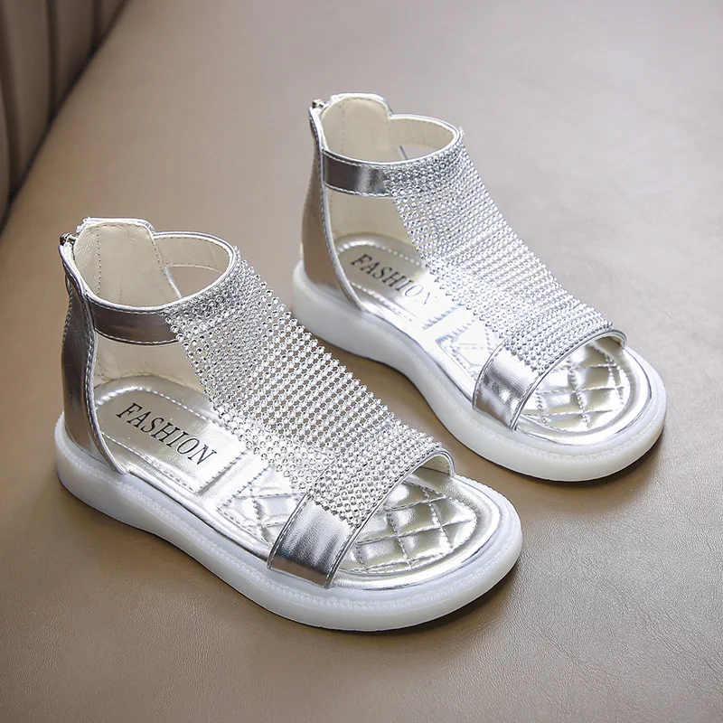 Bambini Ragazze Sandali Sexy Strass Glitter Gladiatore Bambini Ragazze Scarpe Estate Partito Principessa Sandali